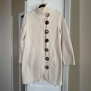 Trendy Boutique Cream Trench Coat with Button Accents